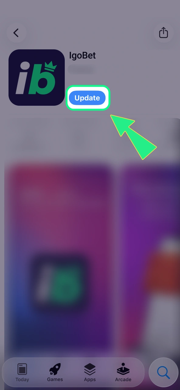 Versieupdate IgoBet installeert actuele APK of iOS release.