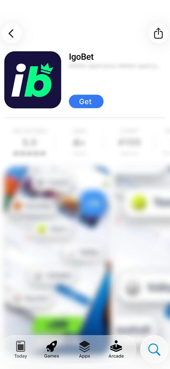 IgoBet iOS‑pagina leidt direct naar Downloaden in App Store.