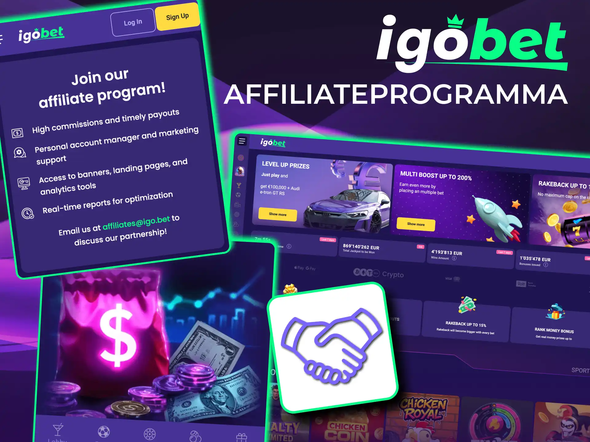 Affiliate verdiensten IgoBet leveren maandelijkse uitbetalingen via gekozen betaalmethode.