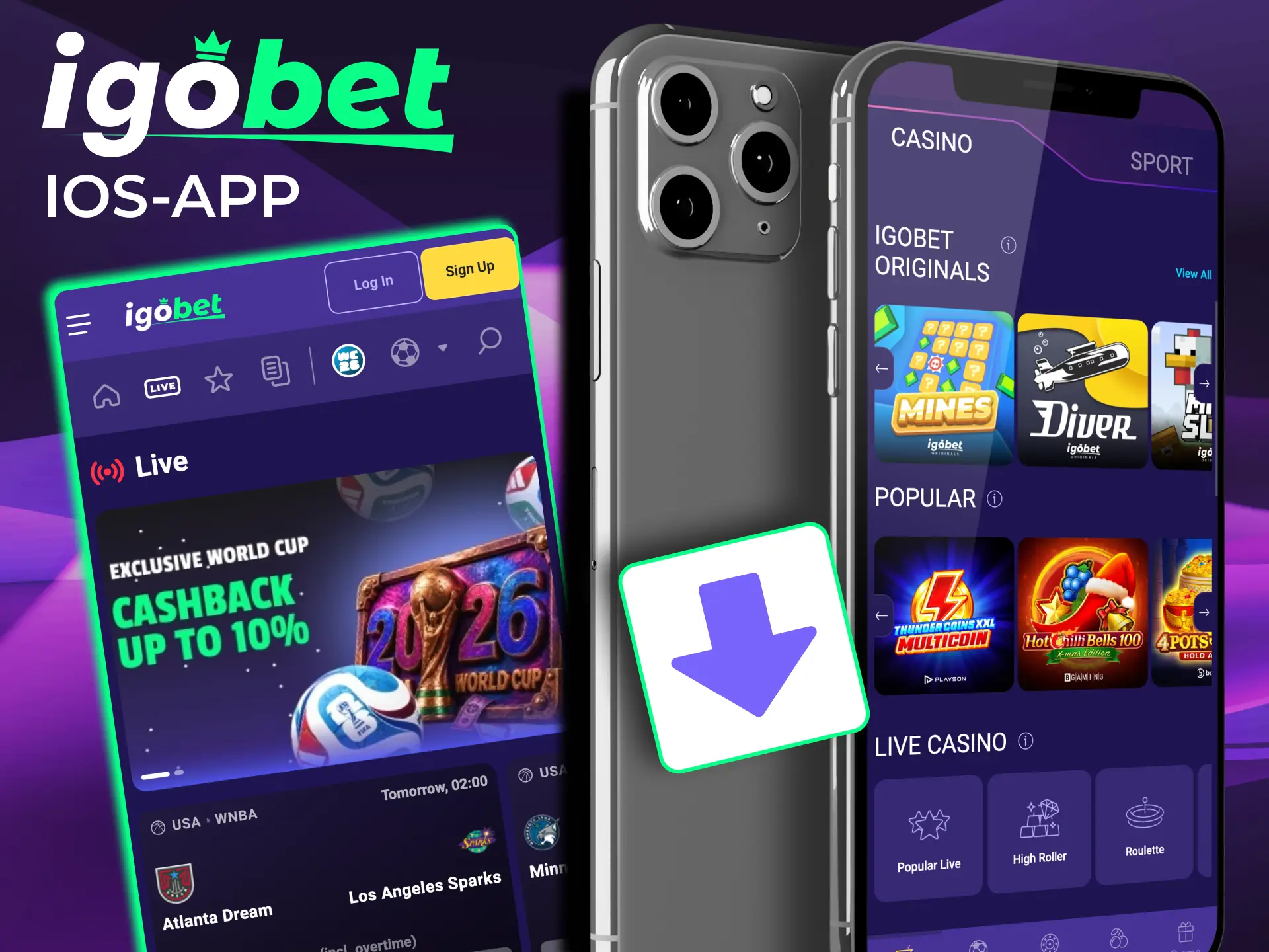 Mobiele IgoBet iOS biedt volledige functies van het platform zonder appdownload.