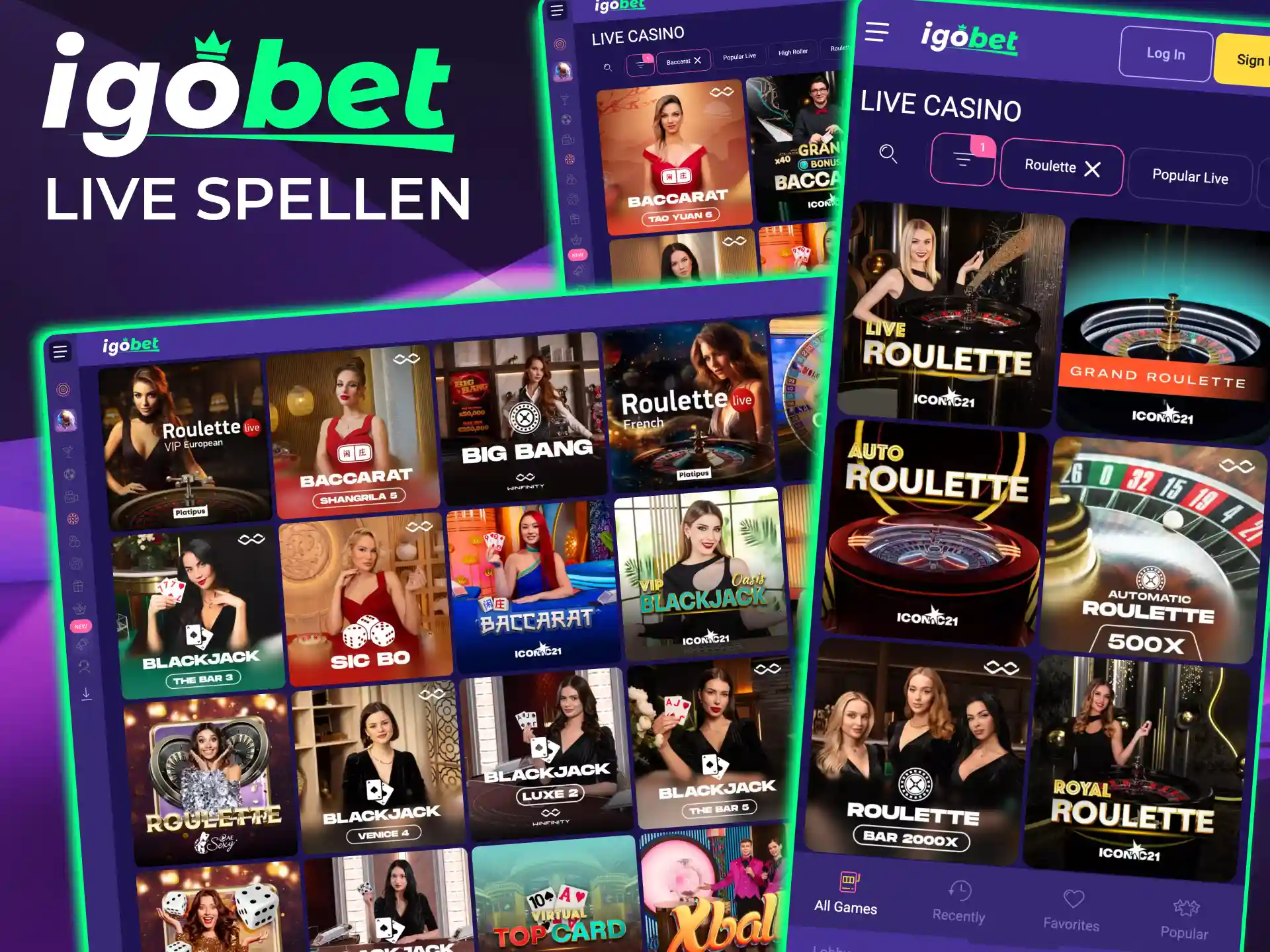 IgoBet live spellen bieden meer dan 400 tafels voor Nederlandse spelers.