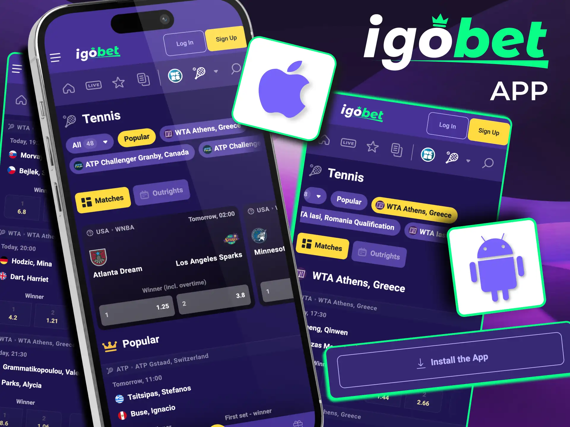 Mobiele tennis IgoBet verwerkt stortingen en opnames zonder desktop.