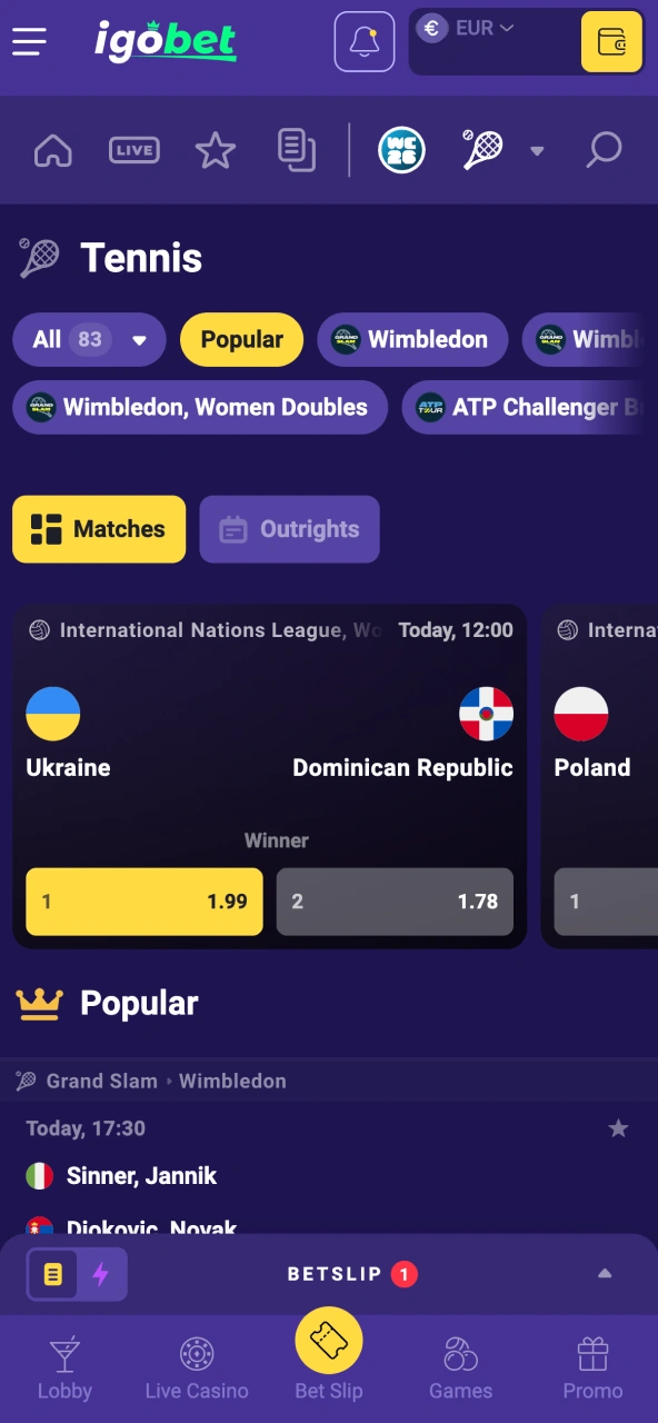 Odds aanklikken plaatst de gekozen selectie in je IgoBet weddenkaart.