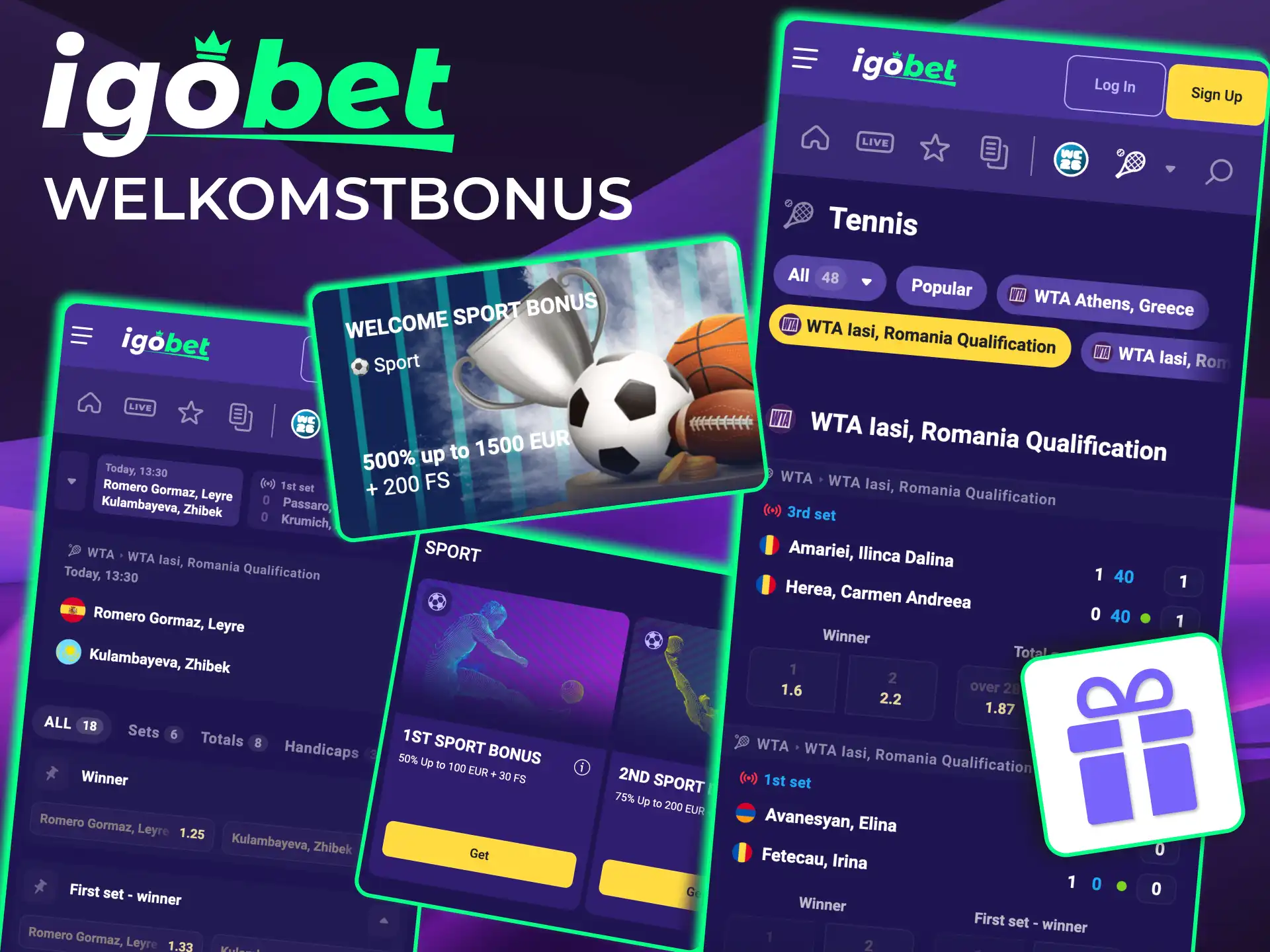 IgoBet sportwelkomst biedt tennisweddenschappen op Grand Slams en ATP‑toernooien.