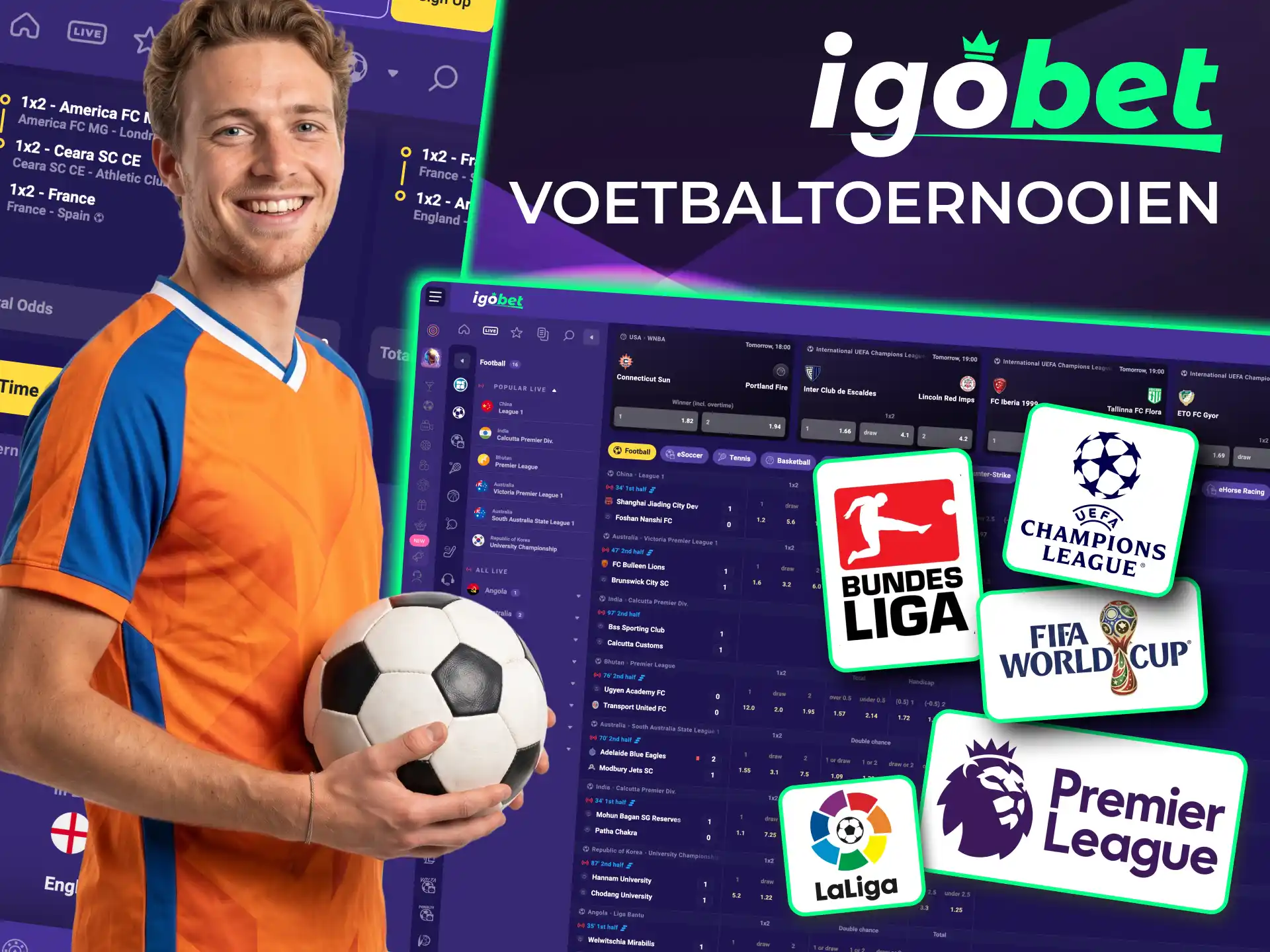 IgoBet voetbalcompetities omvat Premier League, LaLiga en Bundesliga.